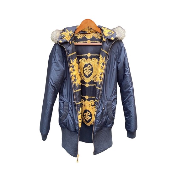 Vtg Rocawear Reversible Hooded Puffer Jacket Coat Black Red Sz M Broken Zip - Picture 1 of 12